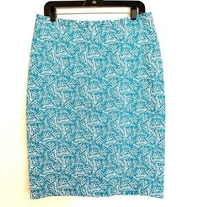 Pure Collection Turquoise and White Midi Skirt Size 8/10
